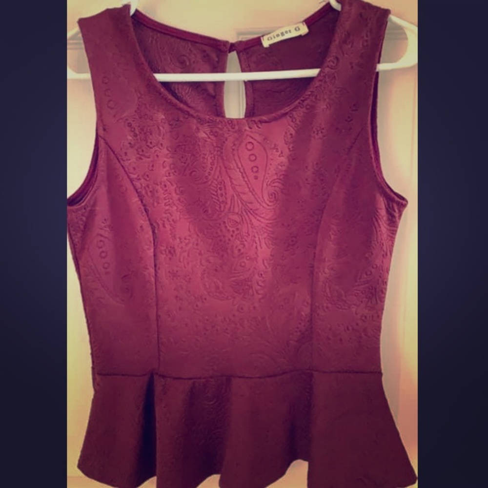 Maroon Peplum Blouse with intricate detailing